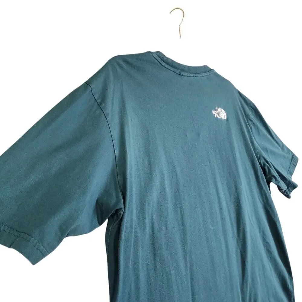 The North Face Mens Oversized T Shirt Size Medium Turquoise Embroidered‎ Logo